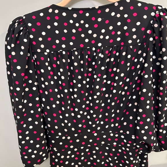 Kate Spade Glimmer Dot Wrap Dress Black Multi Size Medium FLAWED Designer S0767 - Picture 11 of 13